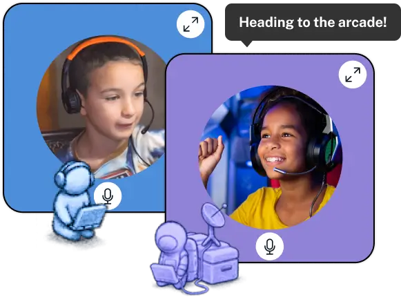 Students connected with headsets on image