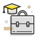 Briefcase and graduation hat icon