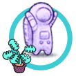 Violet avatar with a plant icon