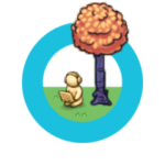 Yellow avatar under a tree icon