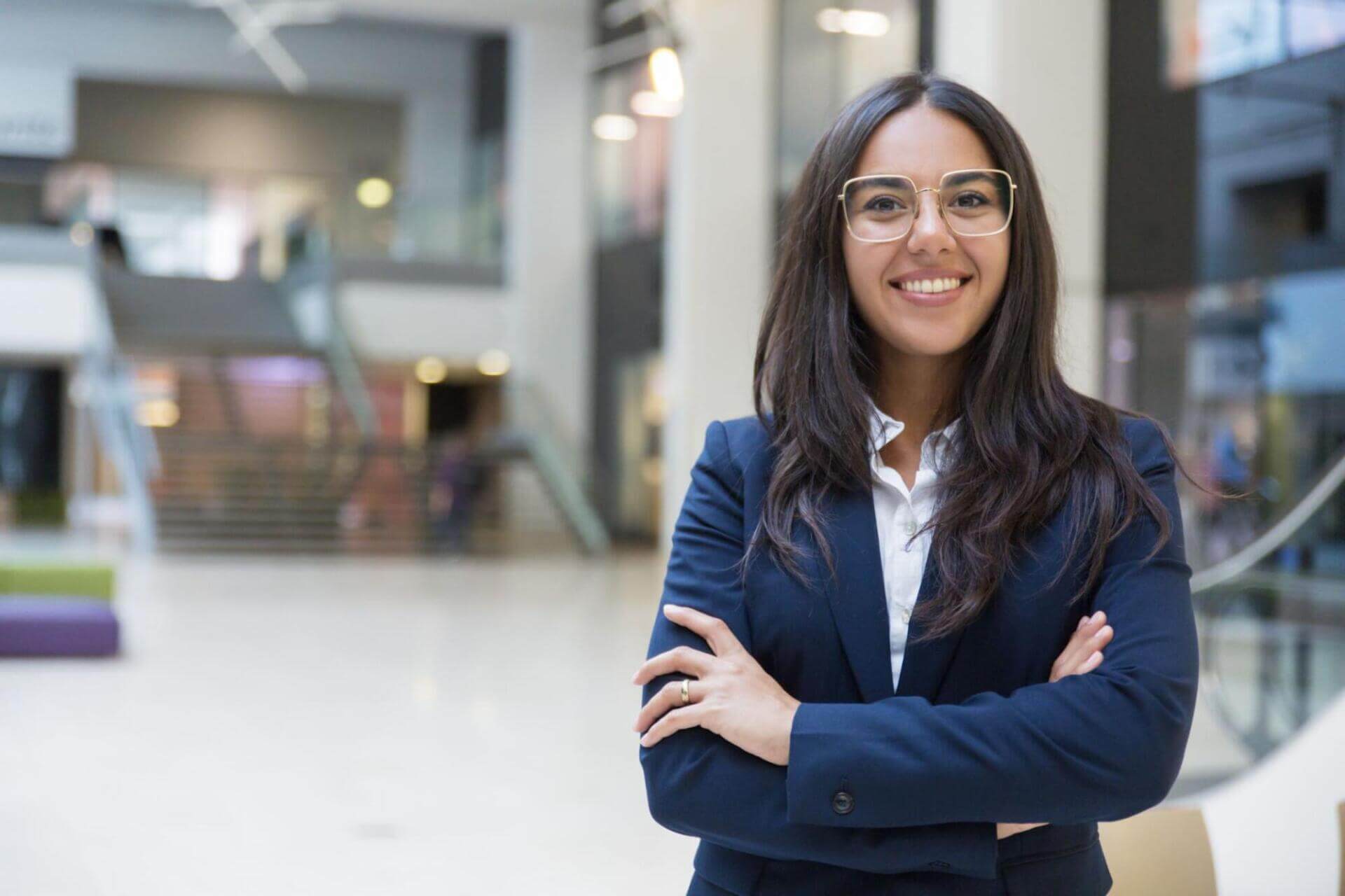 business girl smiling