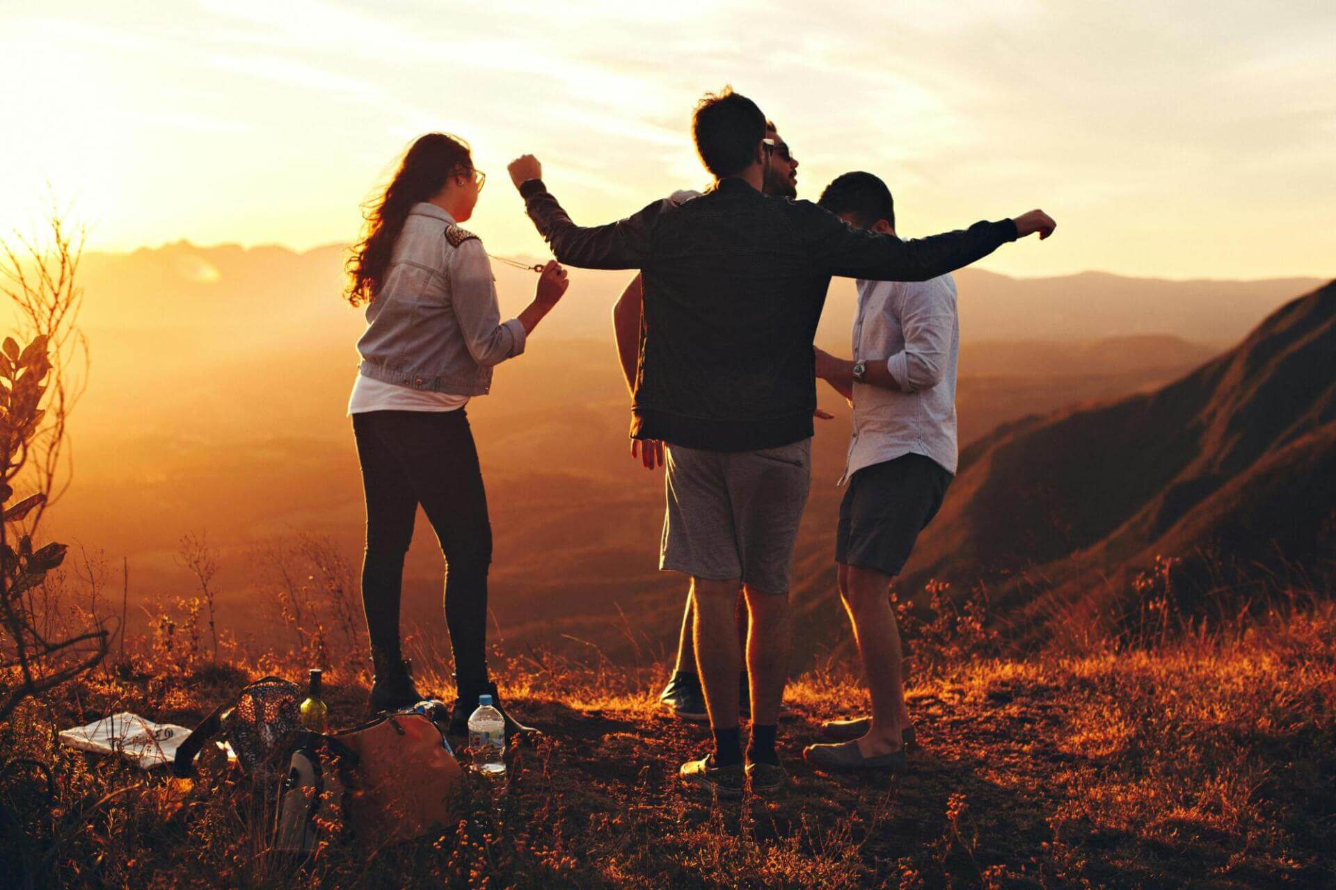 happy people walking