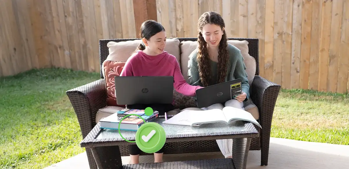girls studying