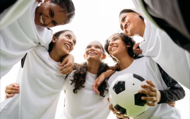 soccer players talking